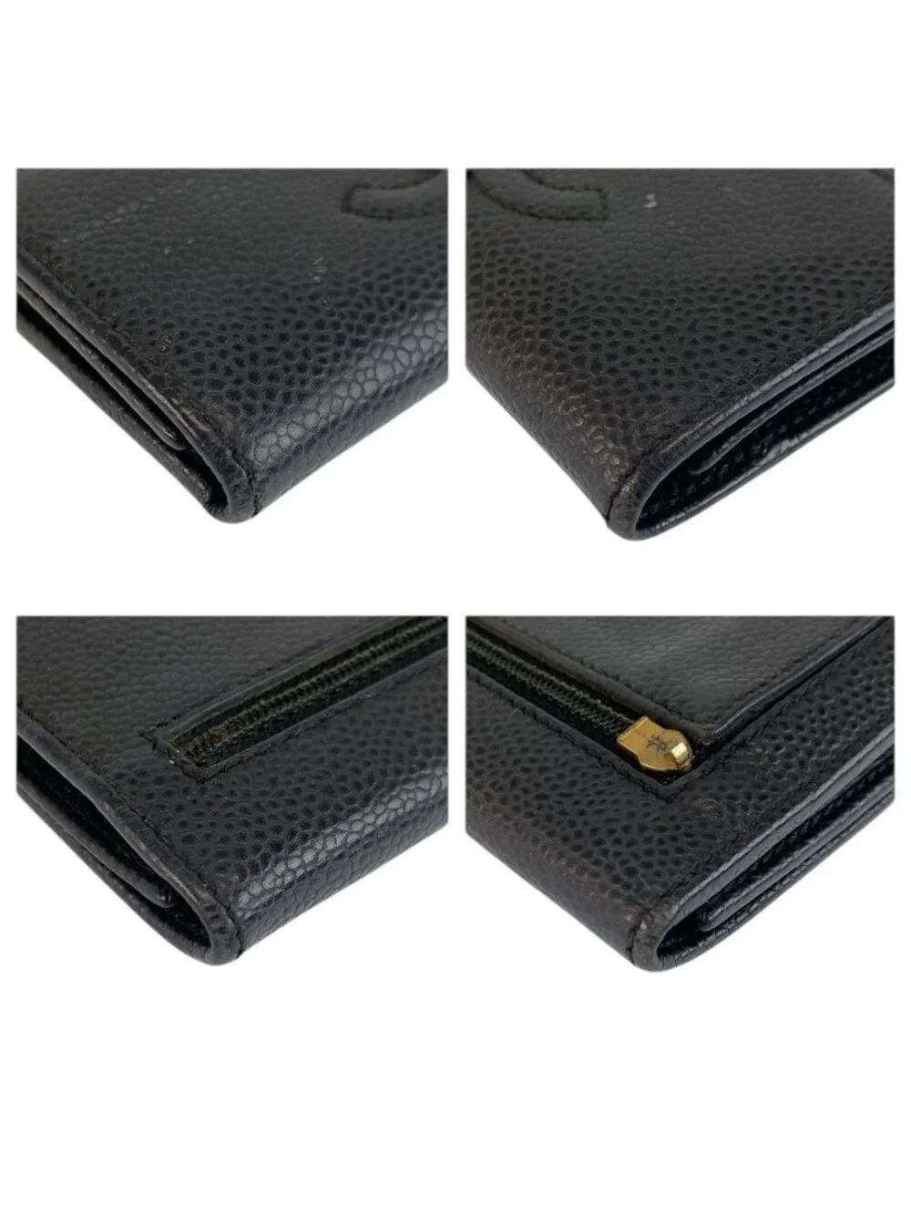 Chanel CC Logo Black Leather Fold Wallet Compact